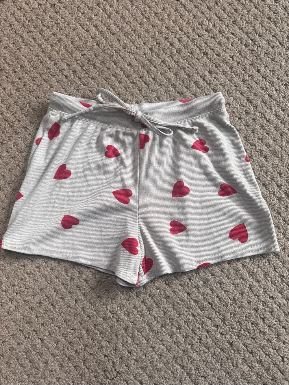 Colsie Gray Lounge Shorts with Pink Heart Print